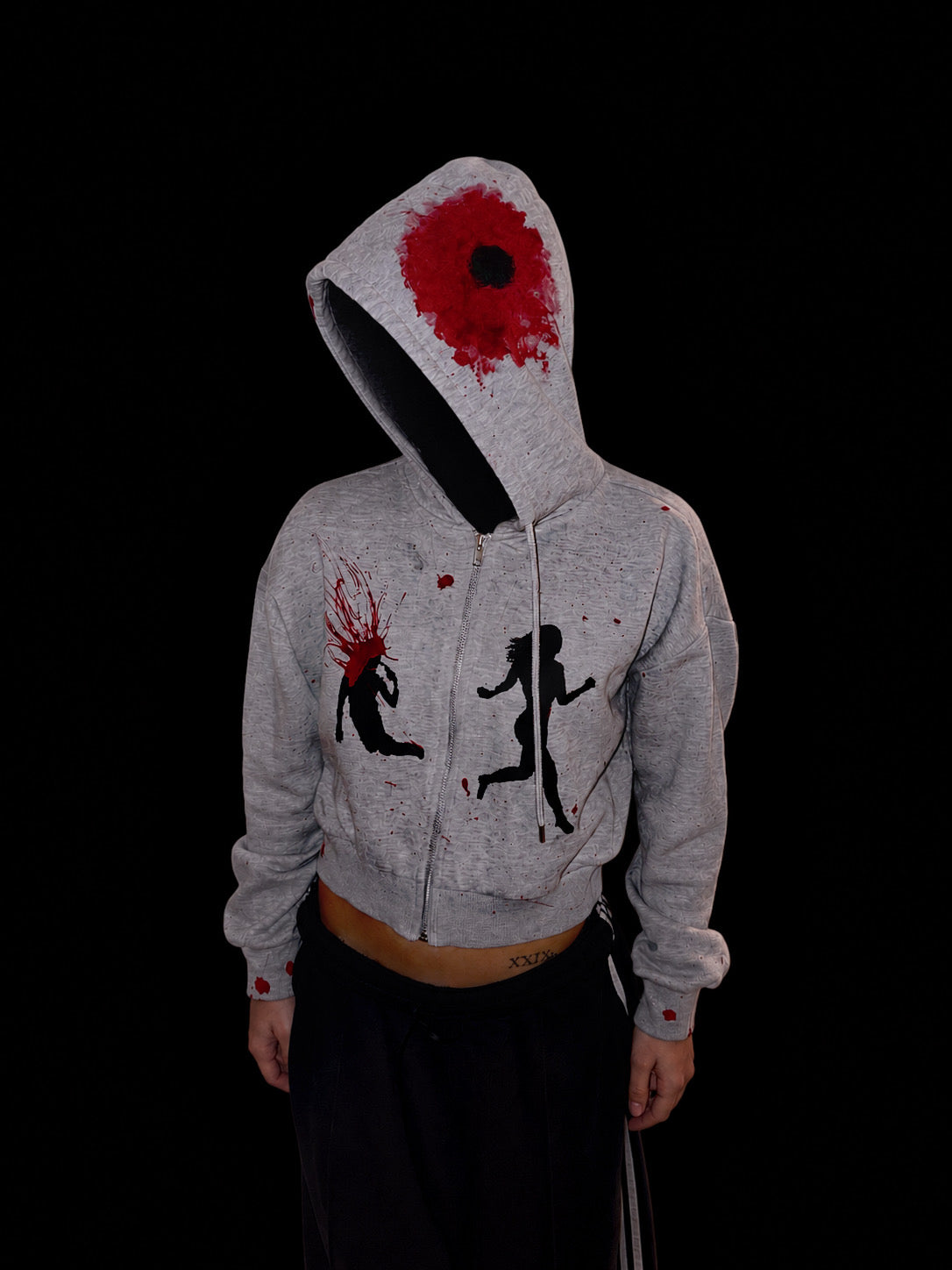 Run away bullet holes cropped girls hoodie 1 of 1
